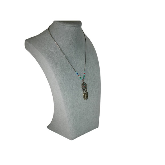 Navajo Pierced Earrings Necklace Set Sterling Silver Turquoise Vintage - Picture 6 of 14